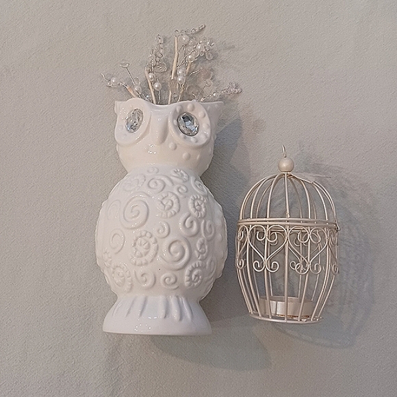 Ceramic Owl Vase & Bird Cage Decor - Picture 9 of 10